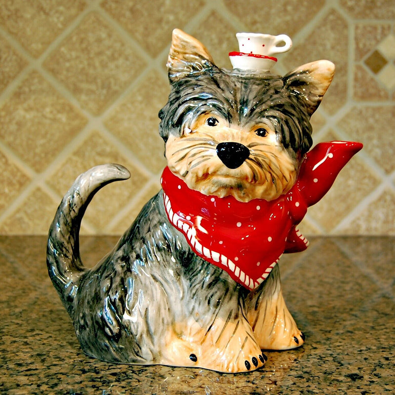 Load image into Gallery viewer, Ruby Red Dog Teapot Animal Ceramics Décor by Blue Sky Clayworks Heather Goldminc