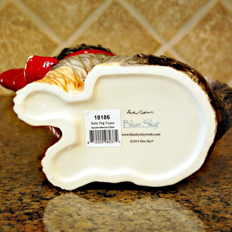 Load image into Gallery viewer, Ruby Red Dog Teapot Animal Ceramics Décor by Blue Sky Clayworks Heather Goldminc