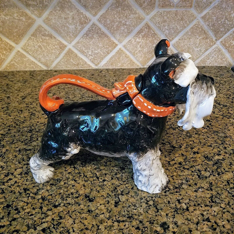 Load image into Gallery viewer, Grey Terrier Dog Teapot Ceramics Blue Sky Heather Goldminc Tea Pot Animal Decor