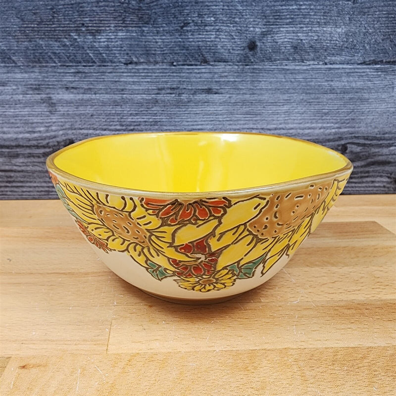 Load image into Gallery viewer, Brandywine Sunflower Floral Festive Bowl in Yellow 6" Ceramic (15 cm) Blue Sky