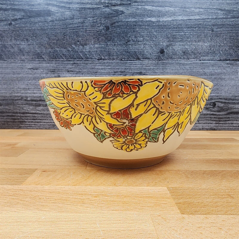 Load image into Gallery viewer, Brandywine Sunflower Floral Festive Bowl in Yellow 6" Ceramic (15 cm) Blue Sky
