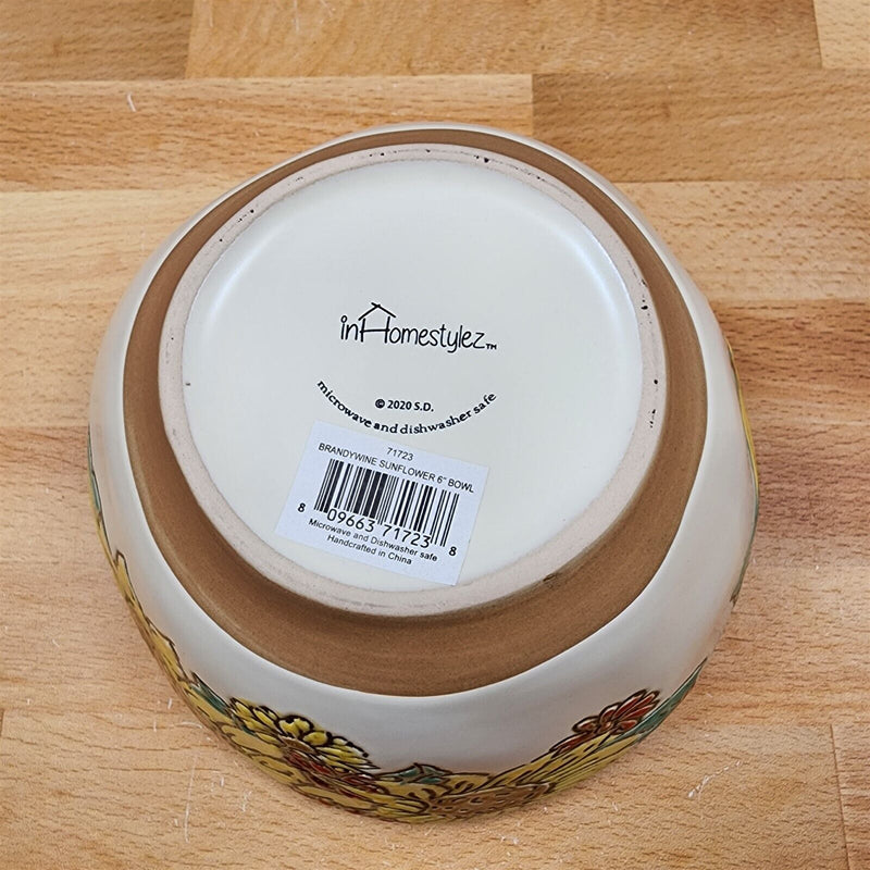 Load image into Gallery viewer, Brandywine Sunflower Floral Festive Bowl in Yellow 6" Ceramic (15 cm) Blue Sky