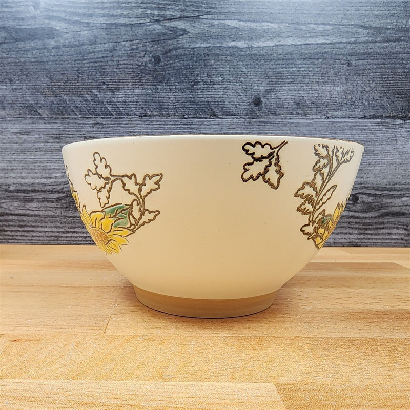 Load image into Gallery viewer, Gilded Sunflower Floral Festive Bowl Yellow 6 inch (15 cm) Ceramic Dish Blue Sky
