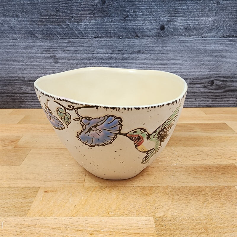Load image into Gallery viewer, Hummingbird Floral Bowl 6 inch (15 cm) Ceramic Beige Dish by Blue Sky
