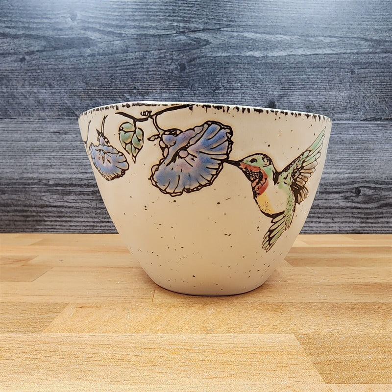 Load image into Gallery viewer, Hummingbird Floral Bowl 6 inch (15 cm) Ceramic Beige Dish by Blue Sky