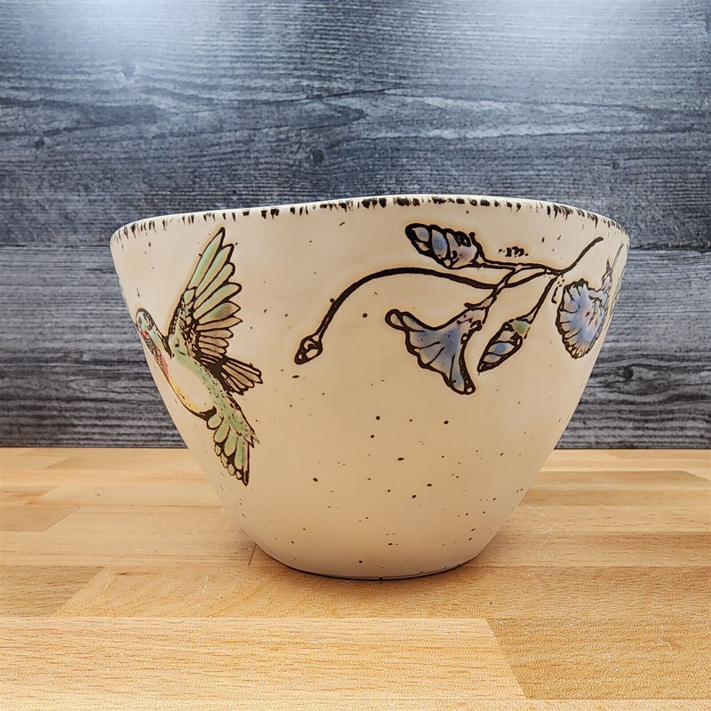 Load image into Gallery viewer, Hummingbird Floral Bowl 6 inch (15 cm) Ceramic Beige Dish by Blue Sky