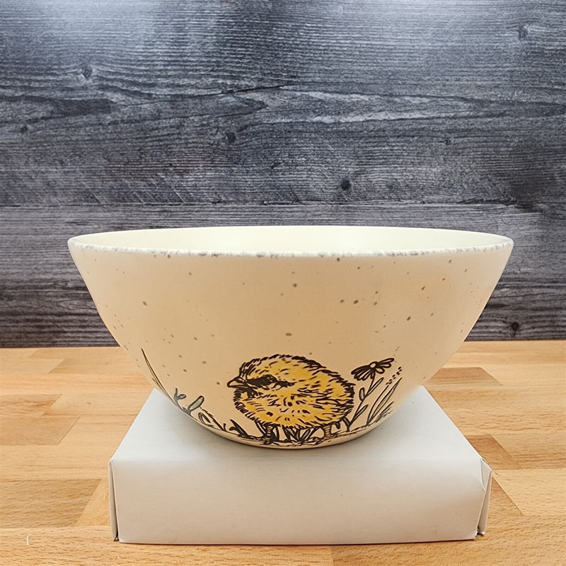 Load image into Gallery viewer, Chickadee Spring Serving Bowl Beige Embossed Ceramic by Blue Sky 7 in (17 cm)