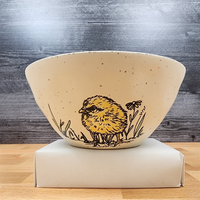 Load image into Gallery viewer, Chickadee Spring Serving Bowl Beige Embossed Ceramic by Blue Sky 7 in (17 cm)