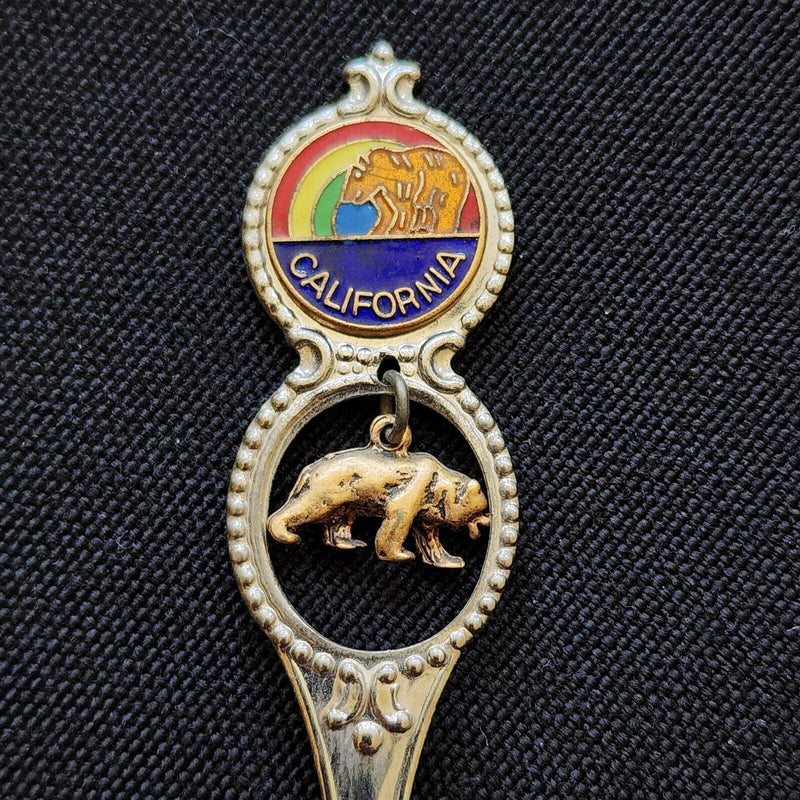 Load image into Gallery viewer, California Golden State Collectible Travel Souvenir Spoon 4.5" with Bear Dangler