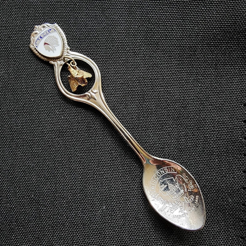 Load image into Gallery viewer, Eagle River Wildlife Wisconsin Collectible Travel Souvenir Spoon Eagle Dangler