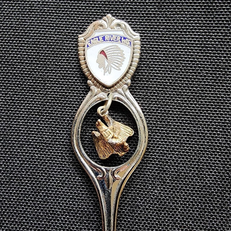 Load image into Gallery viewer, Eagle River Wildlife Wisconsin Collectible Travel Souvenir Spoon Eagle Dangler
