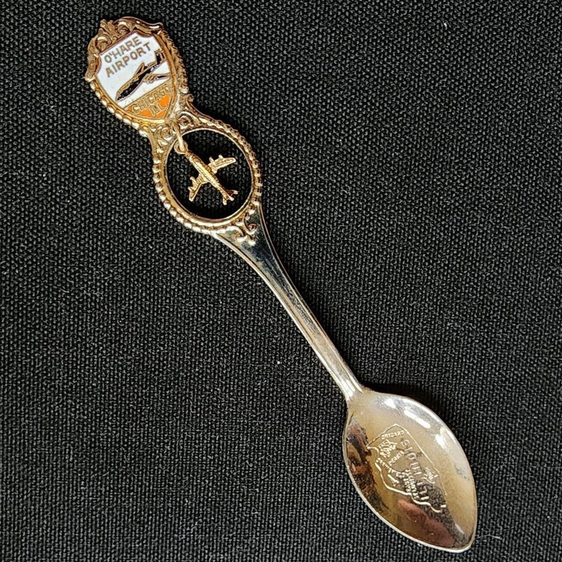 Load image into Gallery viewer, O'Hare Airport Chicago Collectible Travel Souvenir Spoon 4.5" Airplane Dangler