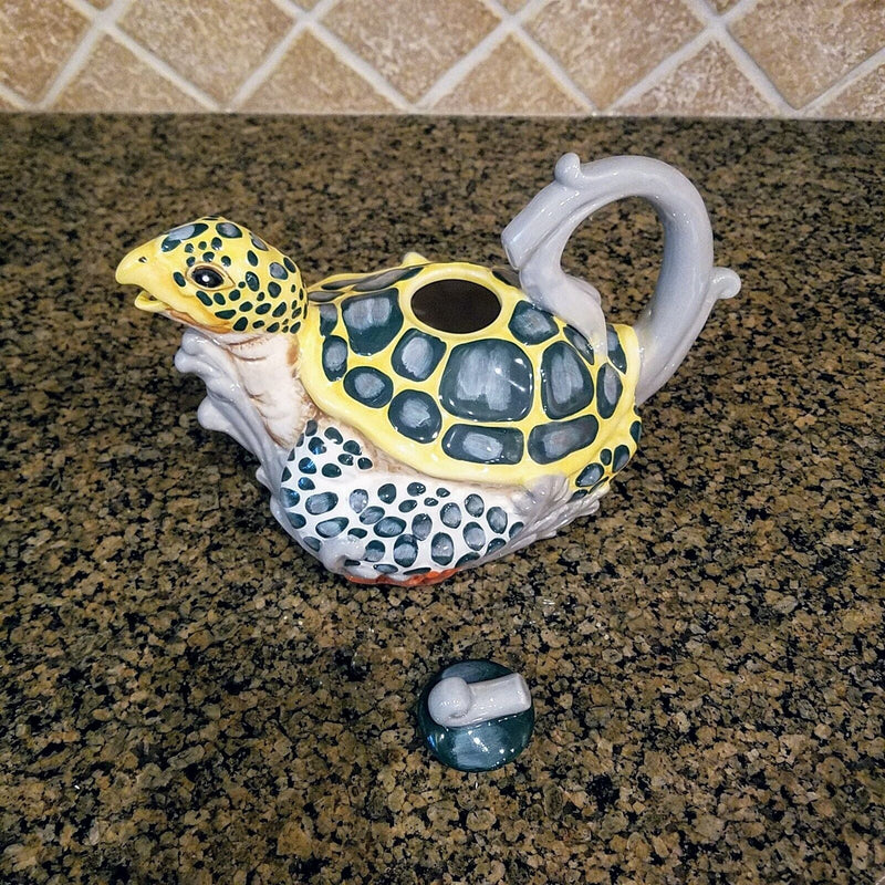 Load image into Gallery viewer, Sea Turtle Teapot by Blue Sky and Heather Goldminc Ceramics Animal Tea Pot