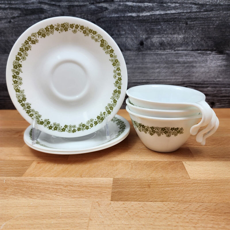 Load image into Gallery viewer, Corelle Corning Spring Blossom Set of 3 Flat Cup & Saucer with Hook Handle Mugs