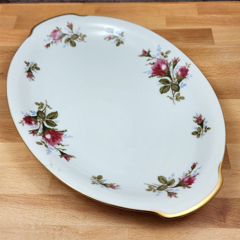 Load image into Gallery viewer, Moss Rose Serving Platter Pink Flowers Gold Trim Oval 14" (36cm) Sango Japan