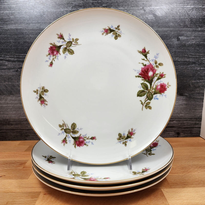 Load image into Gallery viewer, Moss Rose Dinner Plates Set of 4 Pink Flowers Gold Trim 10" (25cm) Sango Japan