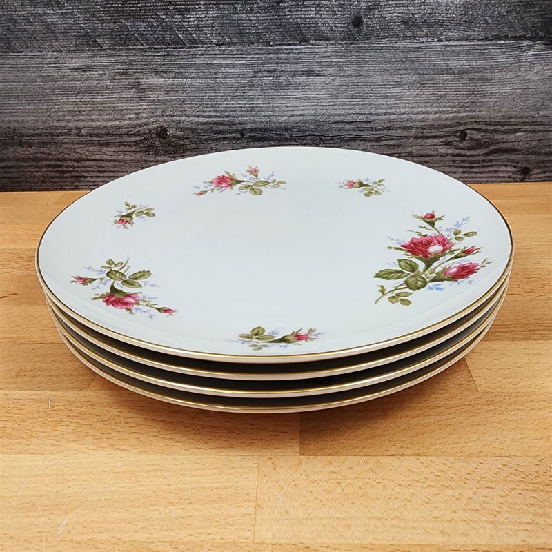 Load image into Gallery viewer, Moss Rose Dinner Plates Set of 4 Pink Flowers Gold Trim 10" (25cm) Sango Japan