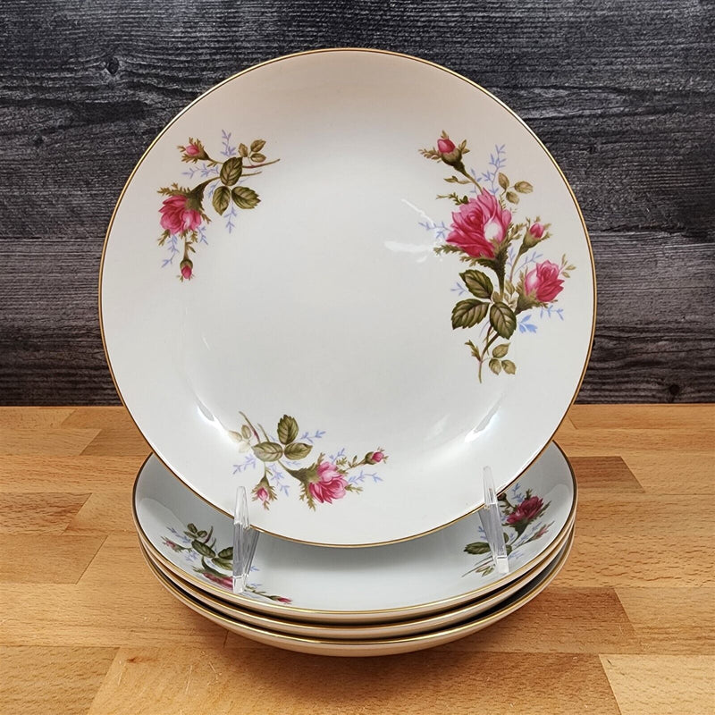 Load image into Gallery viewer, Moss Rose Soup Bowls Set of 4 Pink Flowers Gold Trim 7.5" (19cm) by Sango Japan