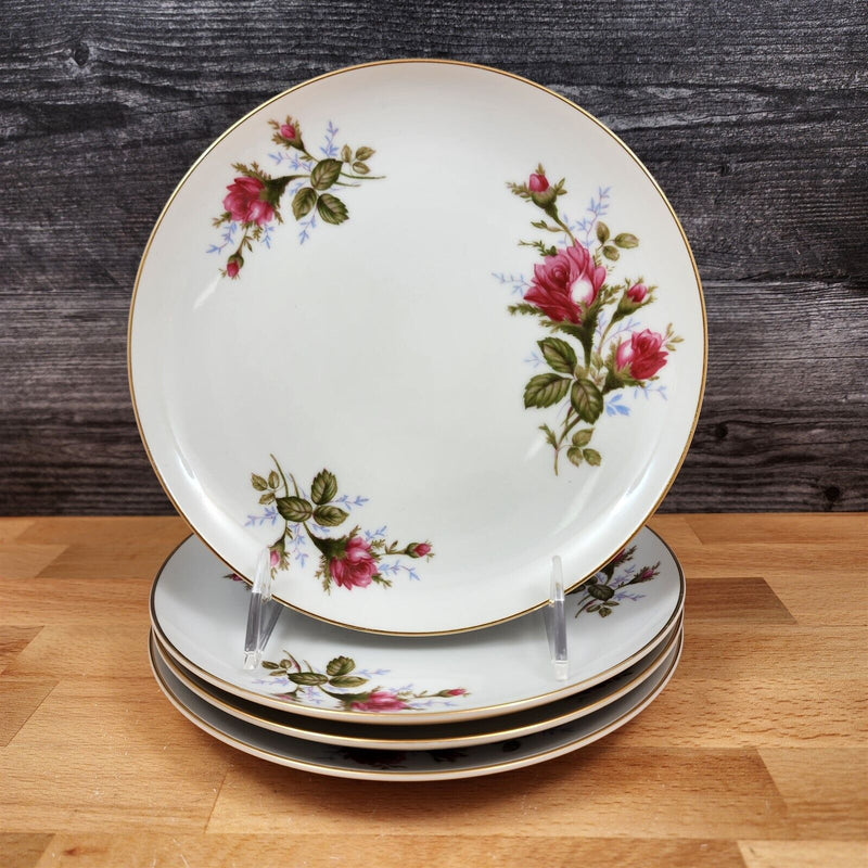 Load image into Gallery viewer, Moss Rose Salad Plate Set of 4 Pink Flowers Gold Trim 7.5" (19cm) Sango Japan