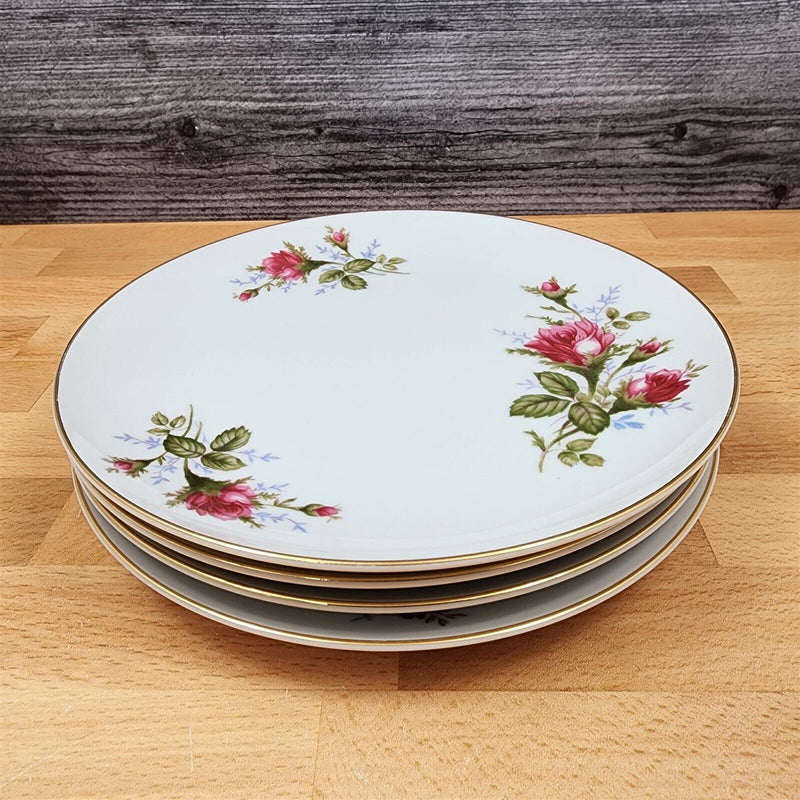 Load image into Gallery viewer, Moss Rose Salad Plate Set of 4 Pink Flowers Gold Trim 7.5" (19cm) Sango Japan