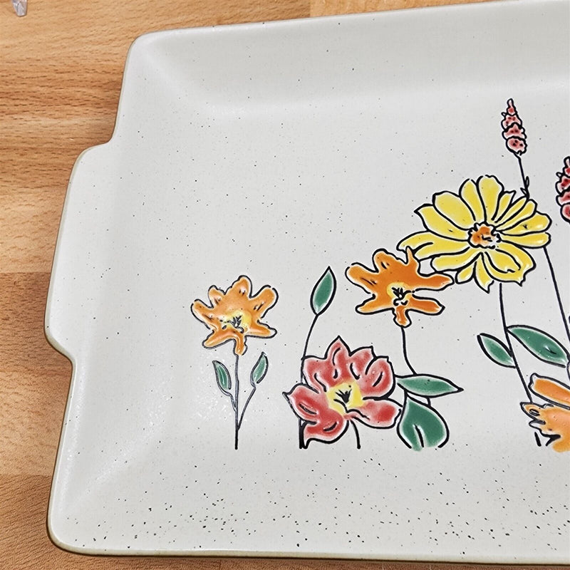 Load image into Gallery viewer, Autumn Valley Floral Serving Plates Set of 2 Embossed Platters by Blue Sky