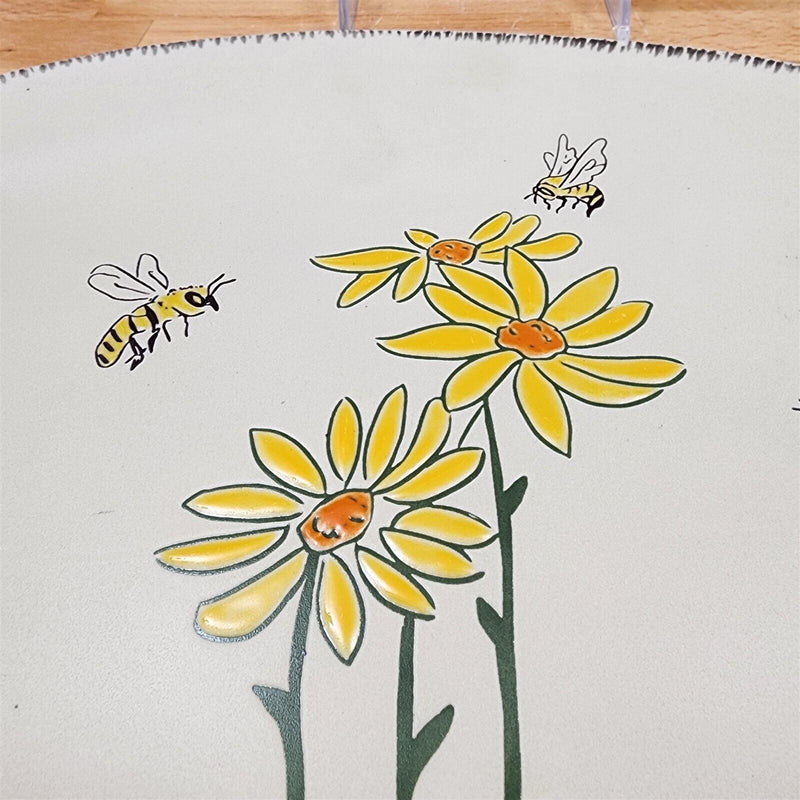 Load image into Gallery viewer, Spring Daisy with Bee's Floral Serving Plate Embossed Platter by Blue Sky 13"