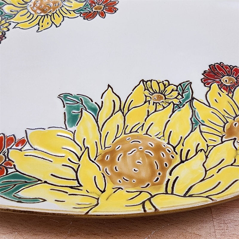 Load image into Gallery viewer, Brandywine Sunflower Serving Plate Embossed Floral Oval Platter Tray Blue Sky