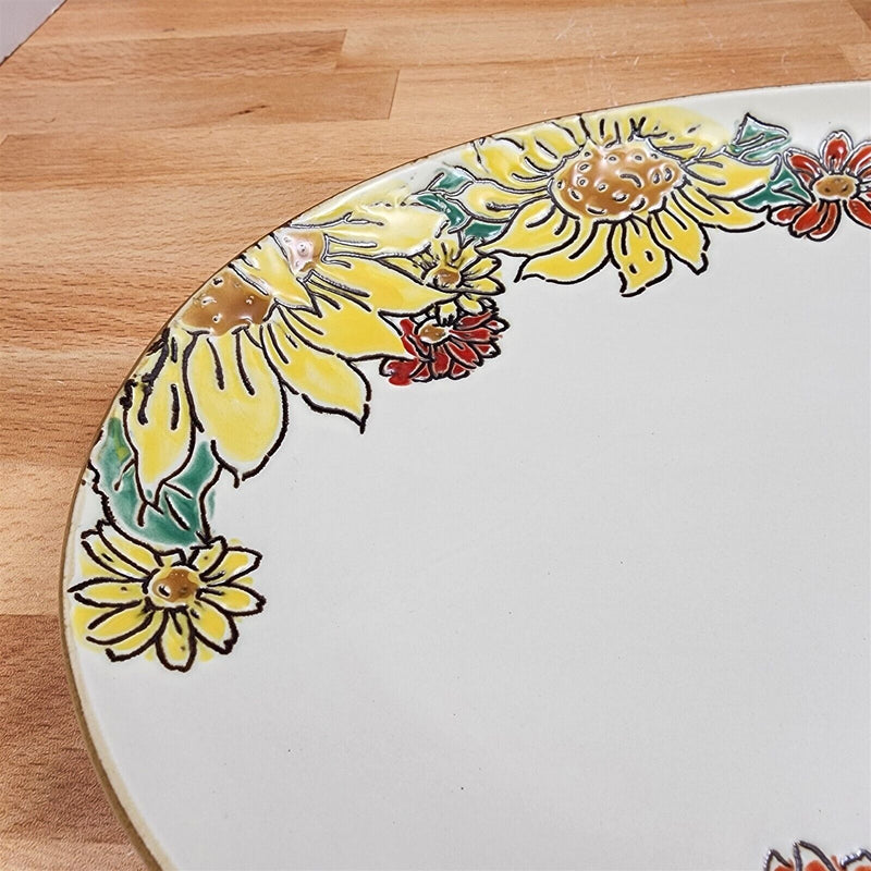 Load image into Gallery viewer, Brandywine Sunflower Serving Plate Embossed Floral Oval Platter Tray Blue Sky