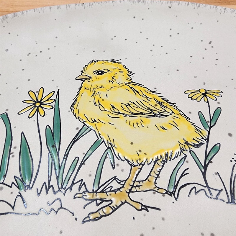 Load image into Gallery viewer, Spring Chick Serving Plate Embossed Oval Platter by Blue Sky 12"