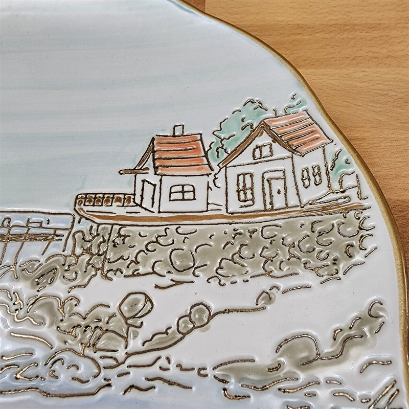 Load image into Gallery viewer, Coastal Sketchbook Plates Set of 2 Decorative Sail Boat Embossed by Blue Sky