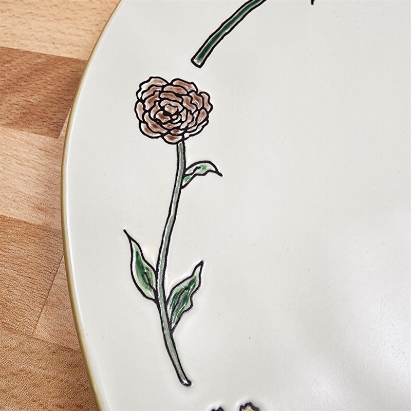 Load image into Gallery viewer, Floral Plate Decorative Flowers Embossed 11" Party Platter by Blue Sky