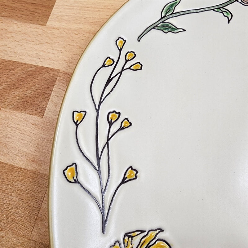 Load image into Gallery viewer, Floral Plate Decorative Flowers Embossed 11" Party Platter by Blue Sky