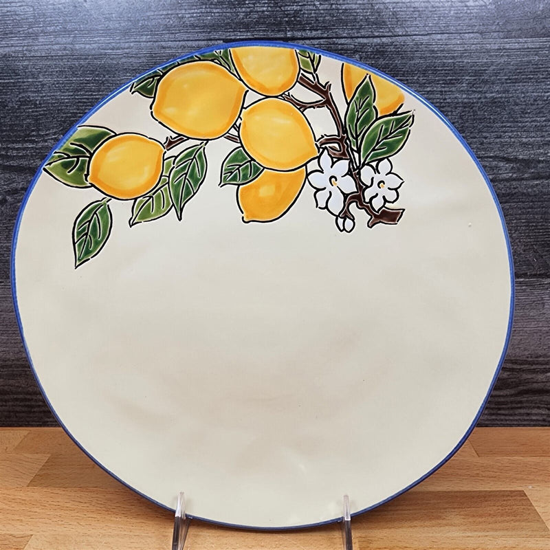 Load image into Gallery viewer, Lemon Valley Set of 3 Plate Embossed Serving Platter Trays Ceramic by Blue Sky