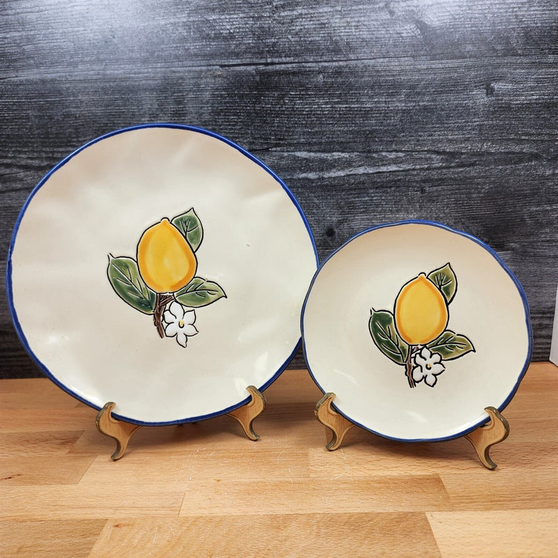 Load image into Gallery viewer, Lemon Valley Set of 3 Plate Embossed Serving Platter Trays Ceramic by Blue Sky