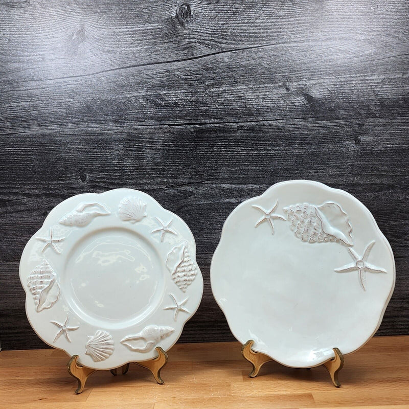 Load image into Gallery viewer, Laguna Coastal Blue Plate Set of 3 Embossed With Sea Shells Star Fish Blue Sky