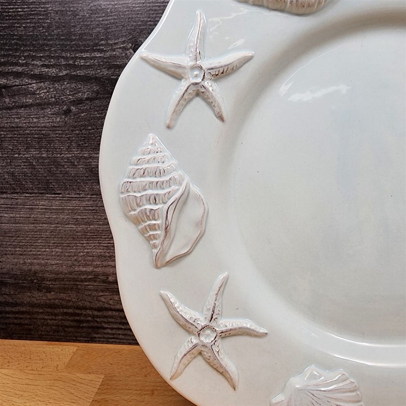 Load image into Gallery viewer, Laguna Coastal Blue Plate Set of 3 Embossed With Sea Shells Star Fish Blue Sky