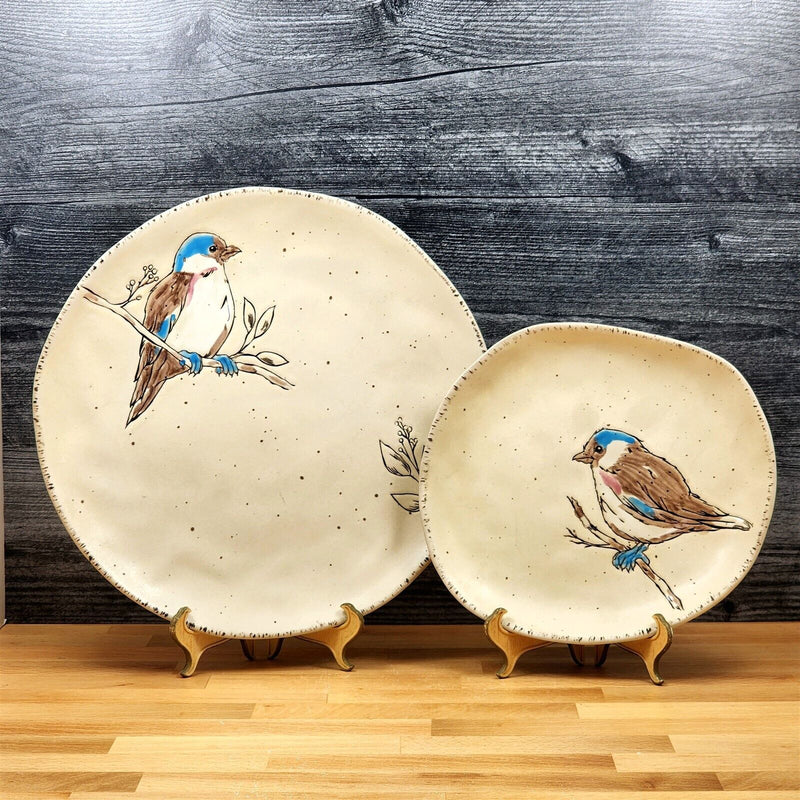 Load image into Gallery viewer, Spring Bird Set of 2 Plate Dinner and Salad Embossed Decorative by Blue Sky