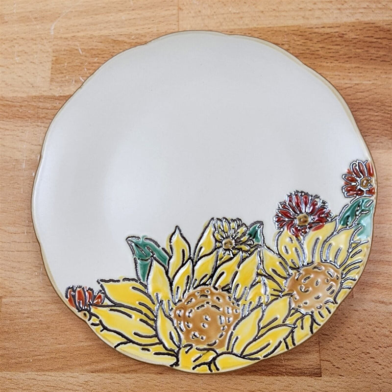 Load image into Gallery viewer, Brandywine Sunflower Set of 4 Appetizer 6" Plate Embossed Appy by Blue Sky