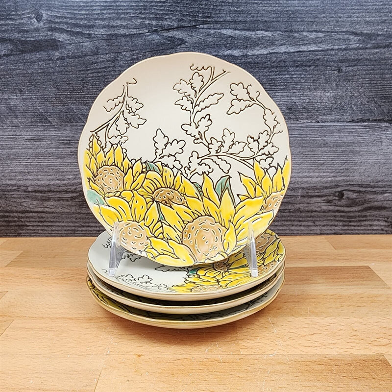 Load image into Gallery viewer, Gilded Summer Sunflower Set of 4 Appetizer 6" Plate Embossed Appy by Blue Sky