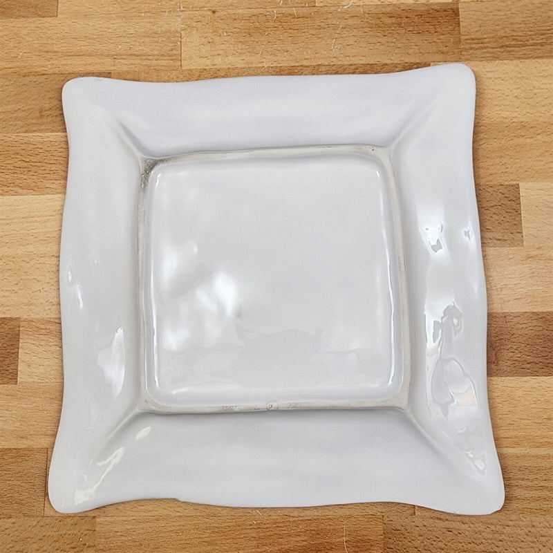 Load image into Gallery viewer, Laguna Coastal White Tray Serving Plate 9" Nautical Sea Shells Platter Blue Sky