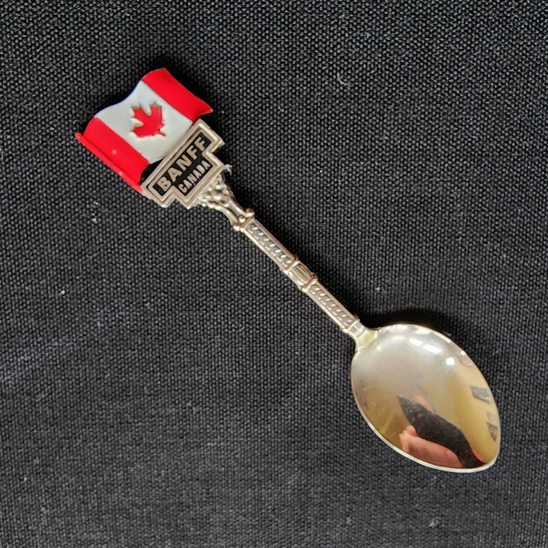 Load image into Gallery viewer, Banff Alberta Canada Flag Collector Souvenir Spoon 4 1/4in Silver Plated Steel