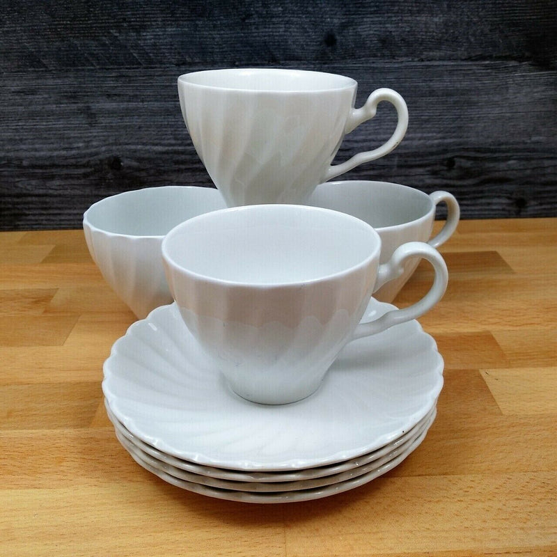 Load image into Gallery viewer, Johnson Bros Ironstone Tea Flat Cup and Saucer Set of 4 Coffee Mugs Dinnerware