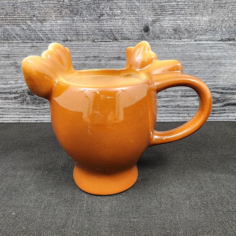 Load image into Gallery viewer, Pottery Barn Mug of Rudolph Reindeer Handcrafted Christmas 12 Oz Cup