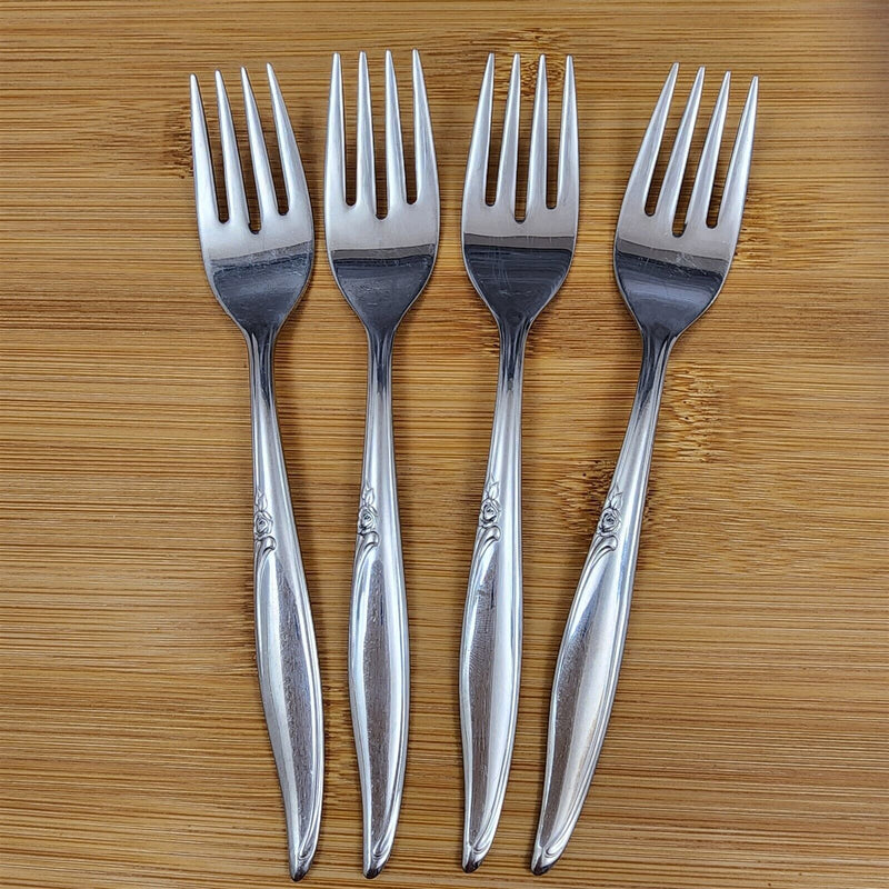 Load image into Gallery viewer, Oneida Kenwood Forever Rose Salad Fork Set of 4 Community Stainless Flatware 6"