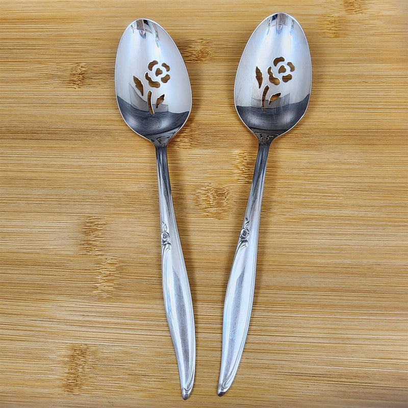 Load image into Gallery viewer, Oneida Kenwood Forever Rose Pierced Table Spoon Set of 2 Community Stainless