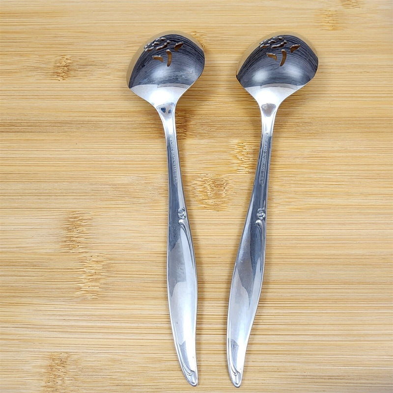 Load image into Gallery viewer, Oneida Kenwood Forever Rose Pierced Table Spoon Set of 2 Community Stainless