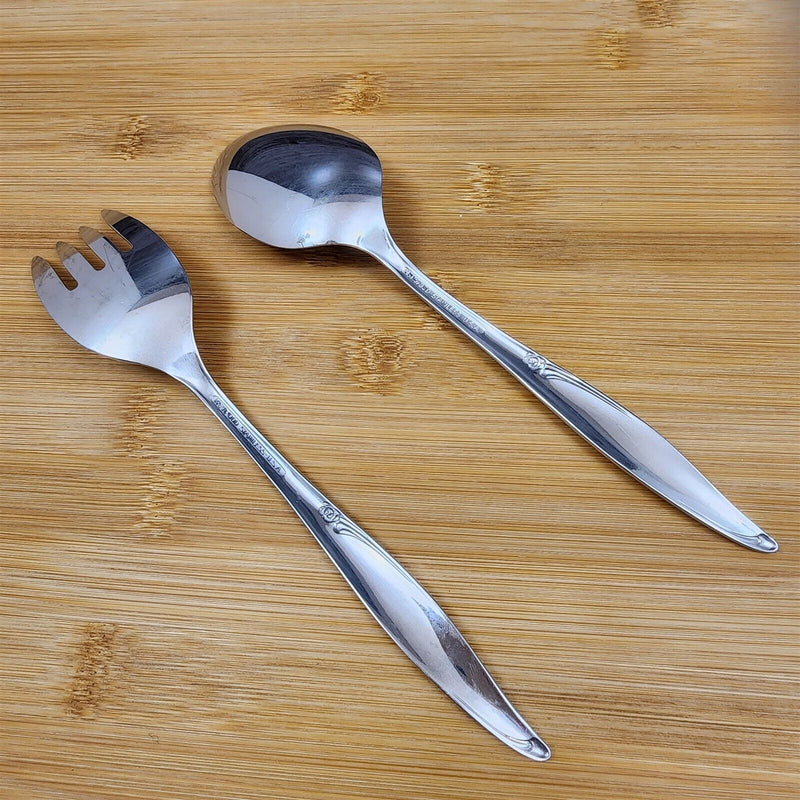 Load image into Gallery viewer, Oneida Kenwood Forever Rose Solid Serving Fork and Spoon Set Community Stainless