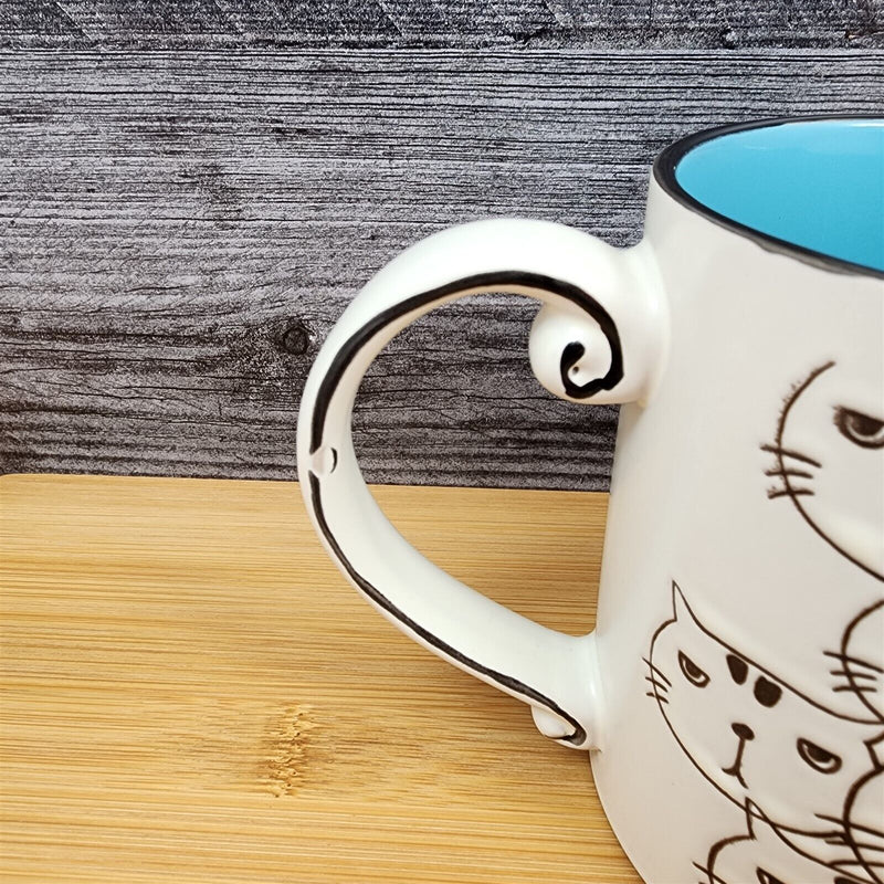 Load image into Gallery viewer, Cat Face Ceramic Coffee Mug 16oz (455ml) Beverage Cup Embossed by Blue Sky