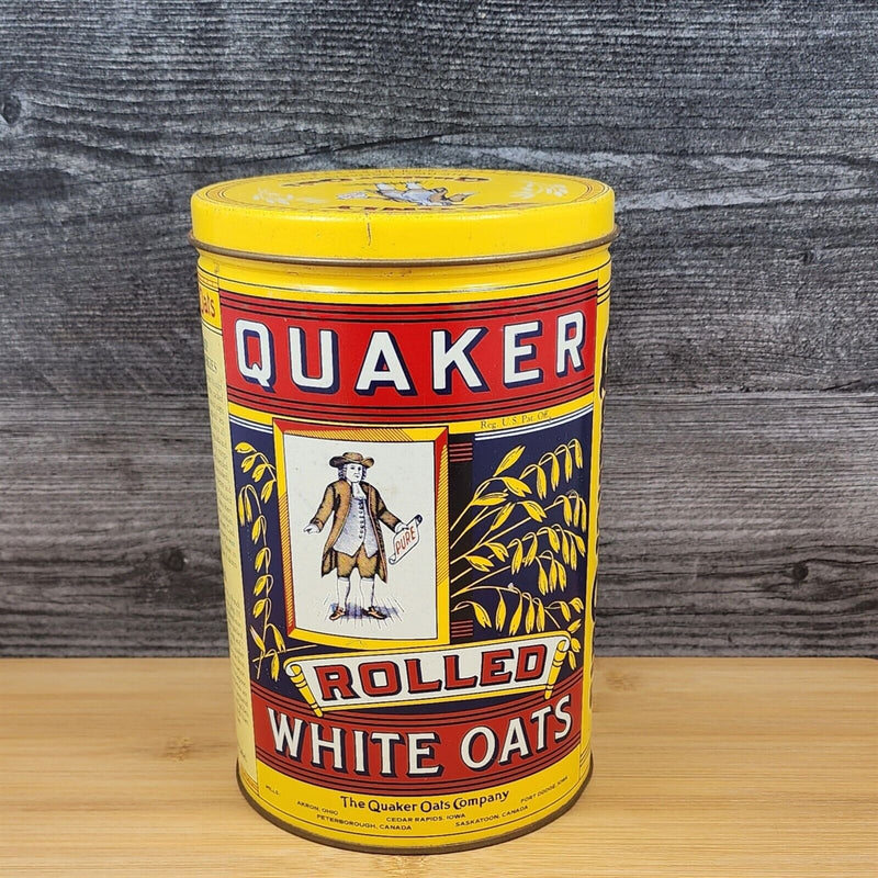 Load image into Gallery viewer, Vintage Quaker Oats Tin 1984 Limited Edition Pure Rolled White Oats Company