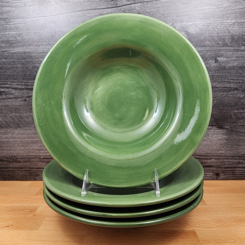Load image into Gallery viewer, Pottery Barn Sausalito Moss Green Set of 4 Soup Bowl 10" 25cm Coupe Large Rim